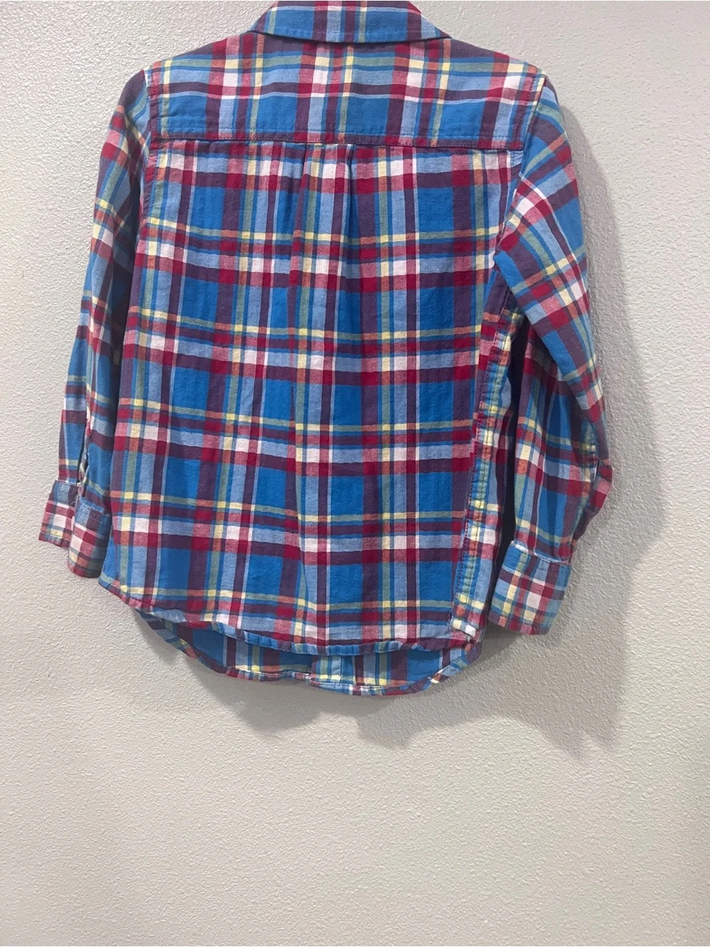 Baby Gap Boys 4-5Y Plaid Button Down Shirt Blue Red Long Sleeve 100% Cotton